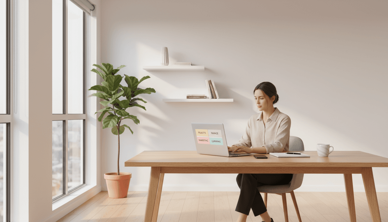 Laptop with analytics dashboard on a clean desk