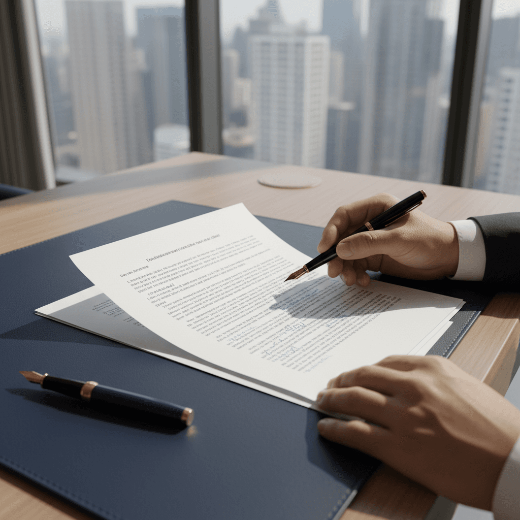 Two professionals reviewing a contract together