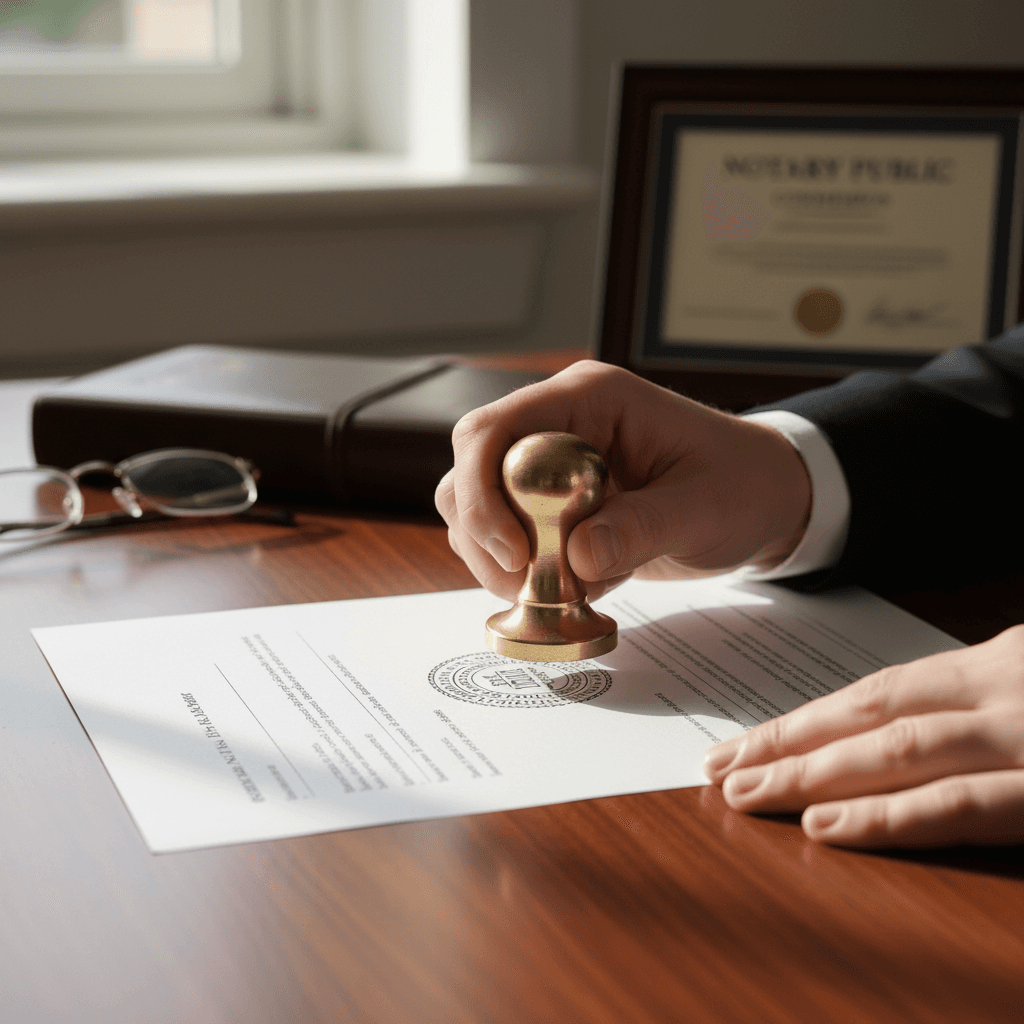 Hand stamping an official document