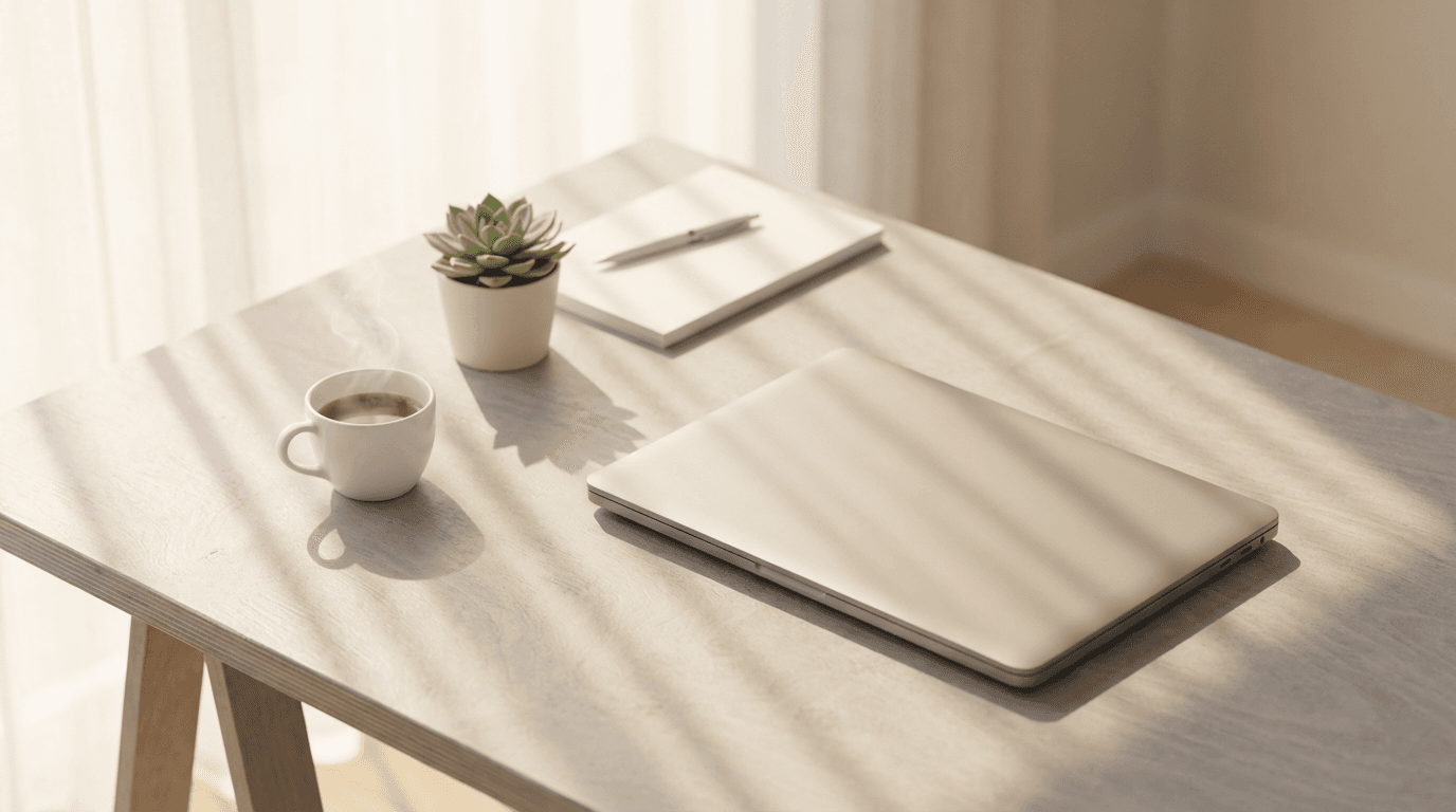 Modern e-commerce operations workspace with laptop and world map